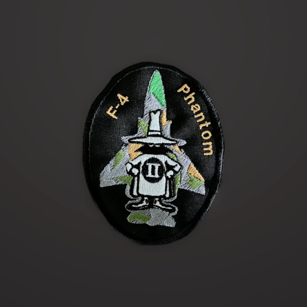 F-4 Glow-in-the-dark Phantom embroidered patch white glows green in the …